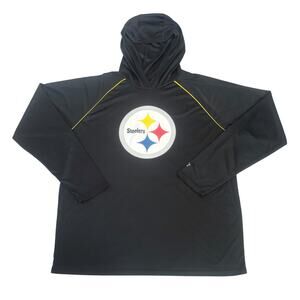 Starter Black Pittsburgh Steelers Hooded Long Sleeve Shirt Mens Size 2XL